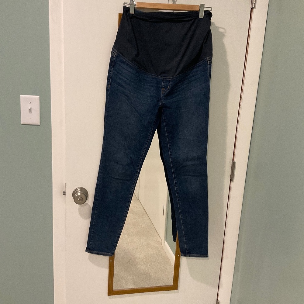 Madewell Women’s Maternity Over-the-Belly Skinny Denim Jeans, Dark Blue, Size 27